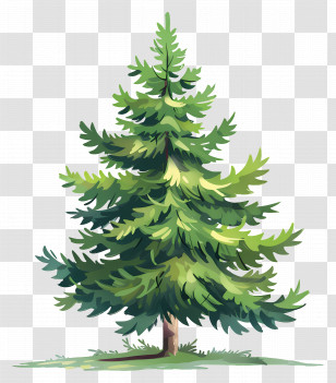 Pine Tree - Pine Tree Illustration In Green Hues Transparent PNG
