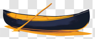 Canoe - Yellow And Black Canoe With Paddle Illustration Transparent PNG