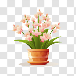 Orchids Plant - Pink Orchids In A Flower Pot Transparent PNG