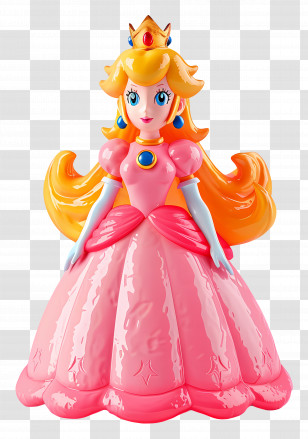 Princess Peach - Lovely Princess Doll In Pink Ballgown Transparent PNG