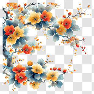 Floral Pattern Background - Beautiful Floral Painting With Vibrant Colors Transparent PNG