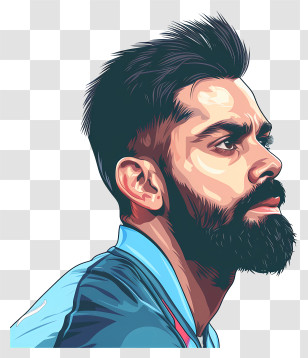 Virat Kohlir - Portrait Illustration Of A Man In Artistic Style Transparent PNG