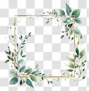Simple Frame - Elegant Floral Frame With Leafy Green Design Transparent PNG