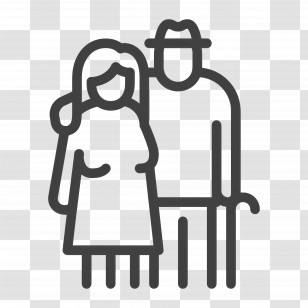 Elderly Couple - Minimalist Couple Icon Transparent PNG