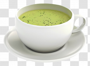 Matcha Tea - Green Tea In A White Cup Transparent PNG