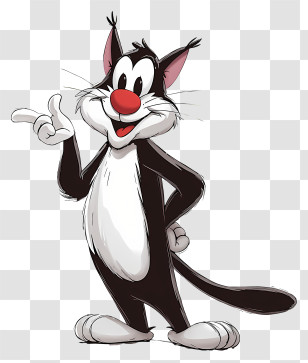 Sylvester The Cat - Black And White Cartoon Cat Transparent PNG