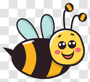 Cartoon Bee - Smiling Cartoon Bee With Cute Design Transparent PNG