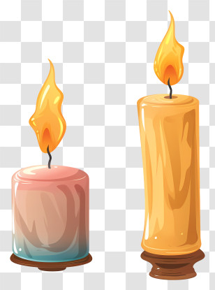 Candle - Two Artistic Burning Candles With Flames Transparent PNG