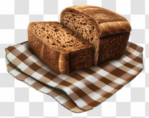 Brown Bread - Freshly Baked Bread On A Checkered Cloth Transparent PNG