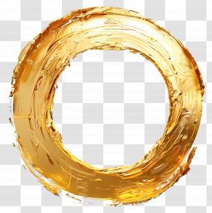 Golden Luxury Frame - Abstract Gold Brushstroke Circle For Elegant Artwork Transparent PNG