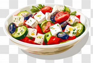 Greek Salad - Greek Salad With Feta, Olives, And Veggies Transparent PNG