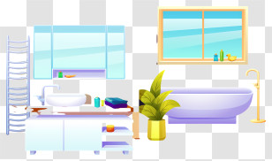 Bathroom - Modern Bathroom With Bathtub Transparent PNG