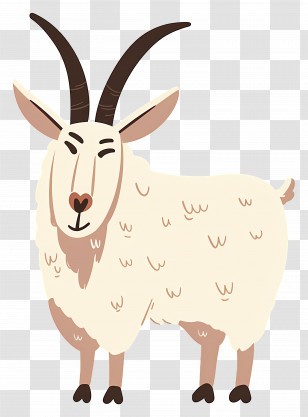 Mountain Goat - Cartoon Goat With Horns Transparent PNG