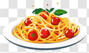 Spaghetti - Delicious Plate Of Spaghetti With Tomatoes Transparent PNG