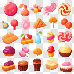 National Candy Day - Colorful Variety Of Candies And Sweets Transparent PNG