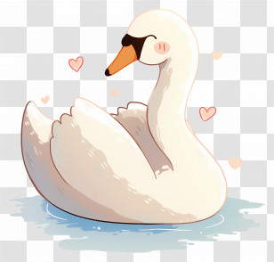 Swan Swimming - Elegant White Swan Floating On Water Transparent PNG