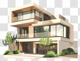 Modern House Illustration - Modern House Illustration With Contemporary Design Transparent PNG