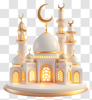 Ramadan - White Mosque With Golden Accents And Crescent Moon Transparent PNG