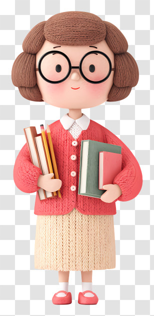 Teacher With Pencil Books - Woman With Books And Glasses Transparent PNG