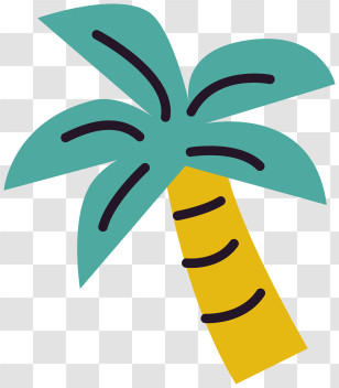 Palm Tree - Palm Tree Illustration With Yellow Trunk Transparent PNG