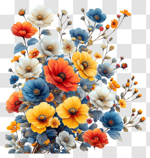 Spring Flowers - Vivid Flower Bouquet Illustration Transparent PNG