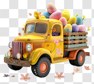 Easter Truck - Truck Filled With Colorful Easter Eggs Transparent PNG