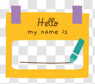 Yellow Marker - Hello My Name Is Tag Transparent PNG