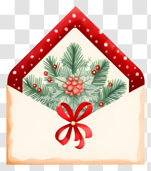 Red Envelope - Christmas Envelope With Pine Decoration Transparent PNG