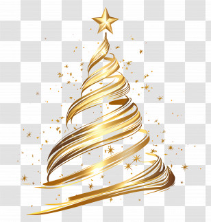 Christmas Gold - Golden Spiral Christmas Tree Illustration Transparent PNG