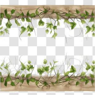 Liana Seamless Border
 - Elegant Vine Border Design With Wooden Background Transparent PNG