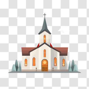 Church - White Church Building With A Steeple Transparent PNG