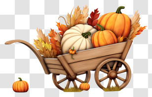 Pumpkin Wagon - Harvest Wagon Filled With Pumpkins Transparent PNG