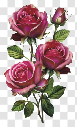 Pink Roses - Beautiful Pink Roses Bouquet With Green Leaves Transparent PNG