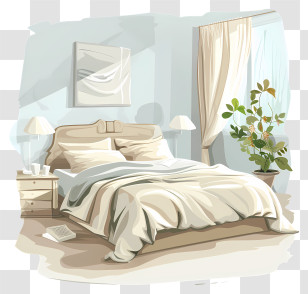 Bed Room - Minimalist Bedroom Design Illustration Transparent PNG