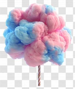 Cotton Candy - Fluffy Pink And Blue Cotton Candy Transparent PNG