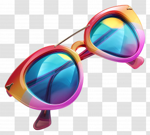 Sunglass - Modern Stylish Sunglasses With Colorful Lenses Transparent PNG