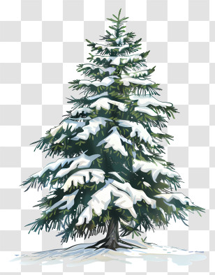Fir Tree - Snow-Covered Pine Tree In Winter Transparent PNG