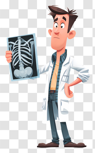Man Holding X Ray - Cartoon Doctor Holding X-ray Transparent PNG