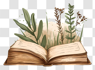 Open Book - Open Book With Plants Illustration Transparent PNG