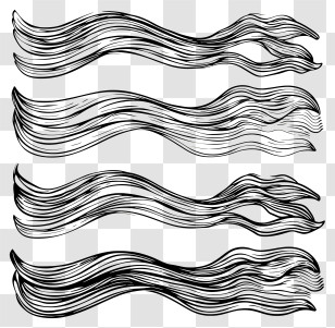 Wavy Lines - Black And White Wavy Lines Pattern Transparent PNG