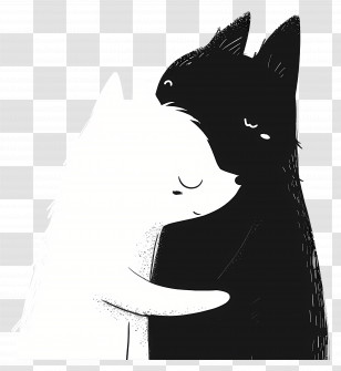 Friendship - Black And White Hugging Animals Transparent PNG
