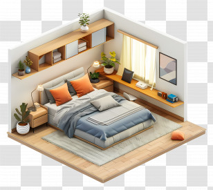 Bed Room - Cozy Modern Bedroom With Elegant Design Transparent PNG