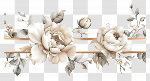 Decorative Horizontal Line - Floral Border Design With Flowers Transparent PNG