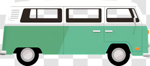 Cartoon - Green And White Van Transparent PNG