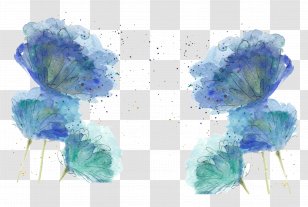 Watercolor Painting Blue - Dwg - Hand Painted Flower Decoration Transparent PNG