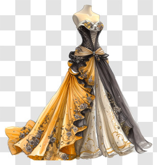 Dress Day - Elegant Black And Gold Gown Transparent PNG