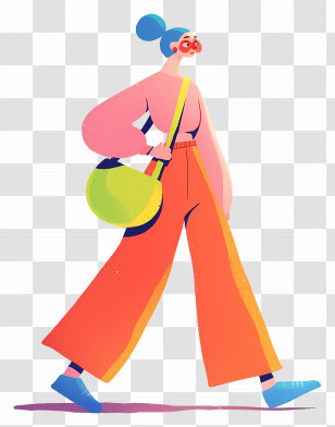 Fashion Model - Colorful Walking Figure With Bag Transparent PNG