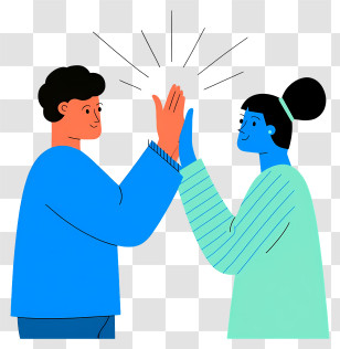 Teamwork - High-Five Couple Minimal Illustration Transparent PNG
