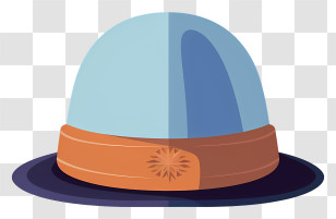 White Cap - Blue Bowler Hat Transparent PNG