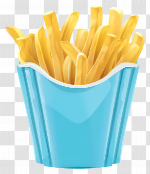 French Fries - French Fries In Blue Container Transparent PNG